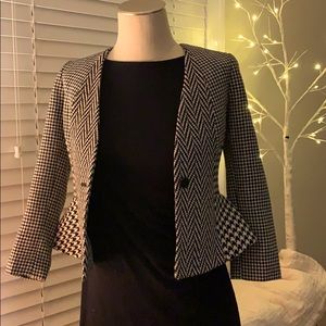 Ann Taylor Houndstooth 3/4 Sleeve Jacket EUC